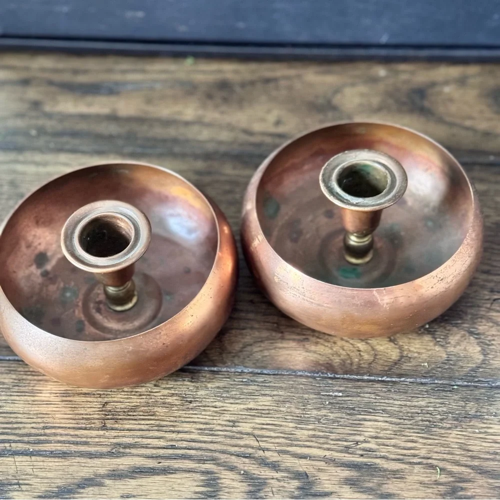 Vintage 2/ Coppercraft Copper Candlesticks Holder - Mid Century